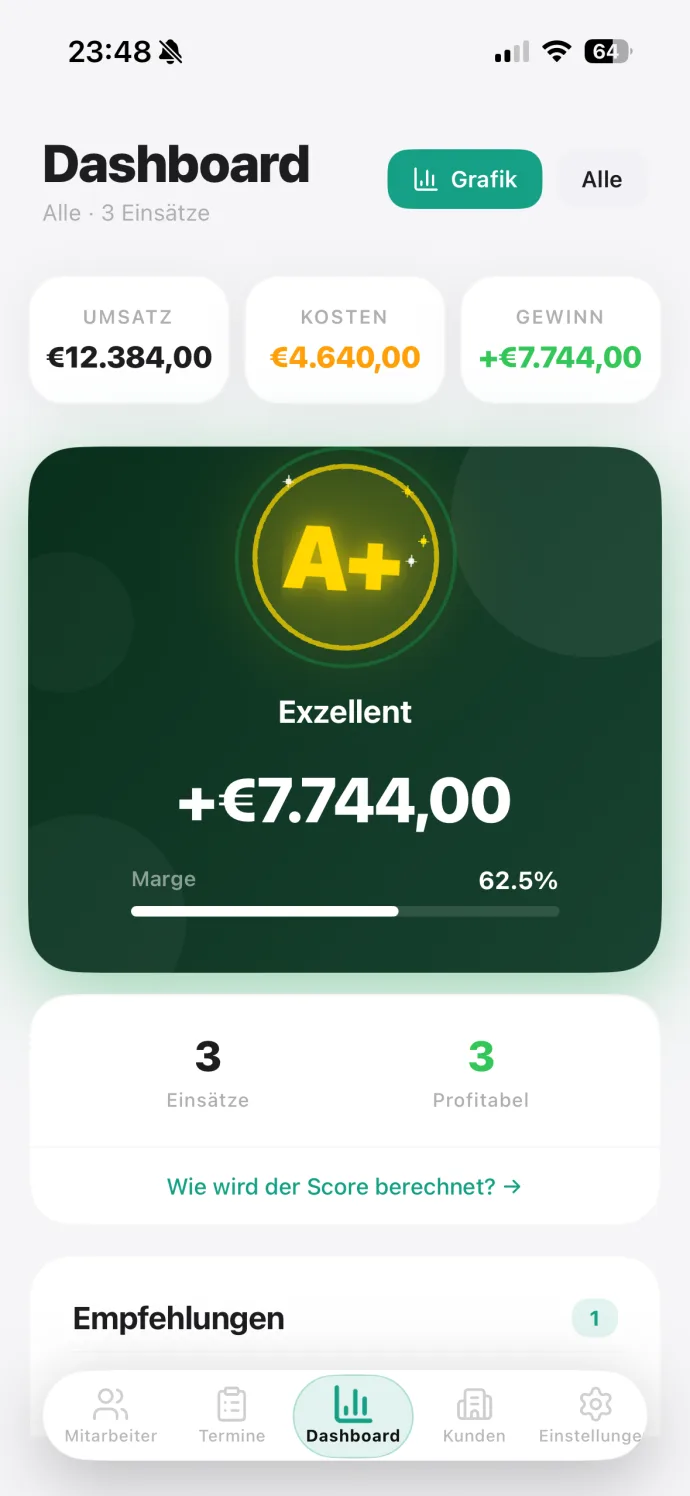 EarnTrack Mobile App auf dem iPhone