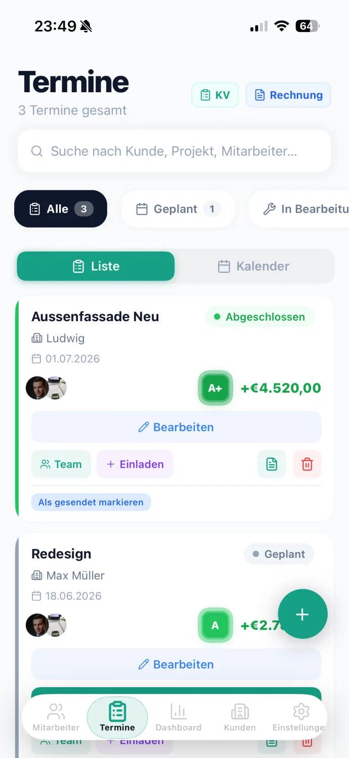 EarnTrack Terminplanung